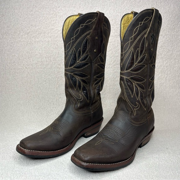 Botas Jaca Mexican Leather Western Boots Women’s 7.5 Brown Cutout Cowgirl Boho - Picture 9 of 16